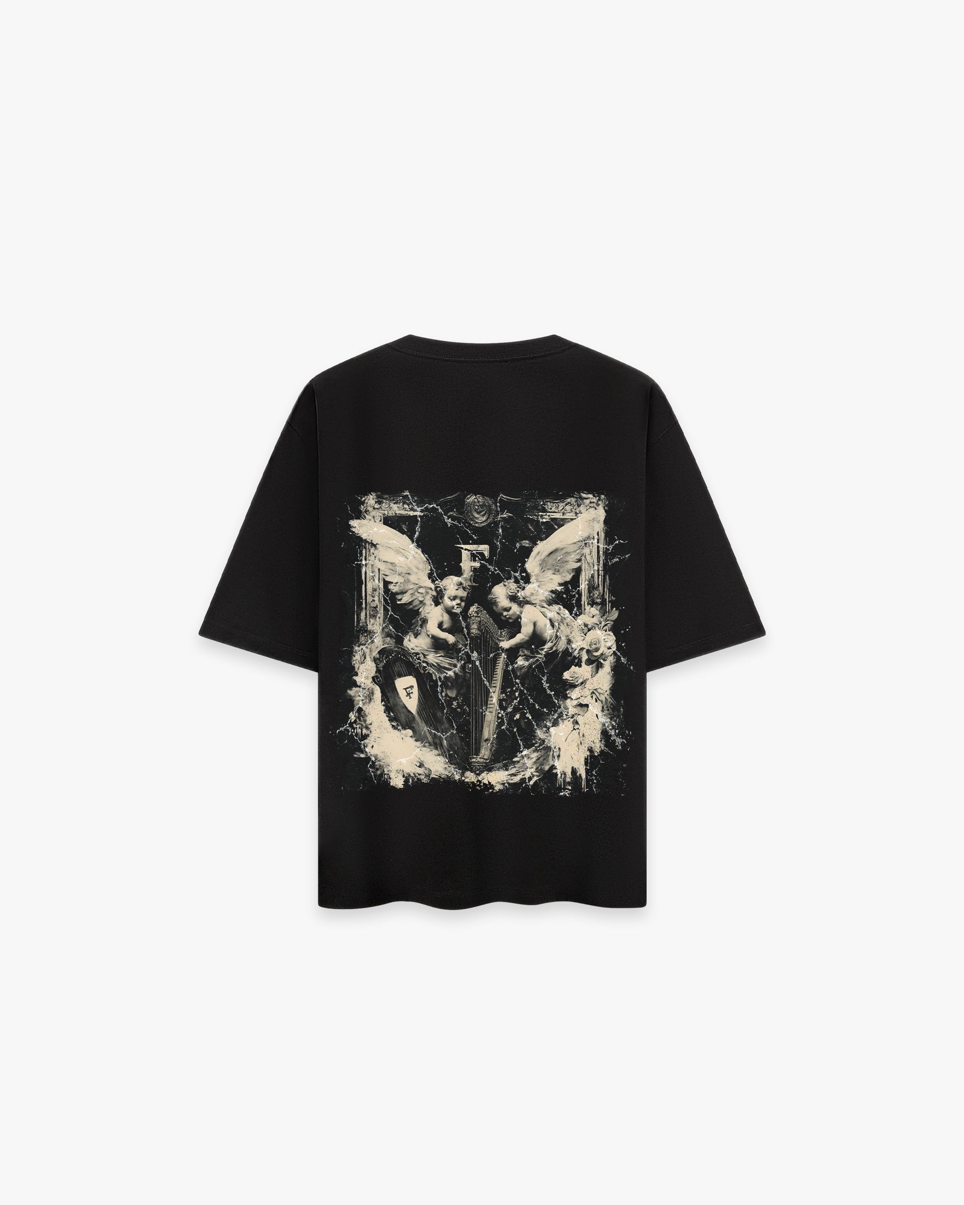Arp Angels Siyah Oversize Tişört - Faylit Arp Angels Siyah Oversize Tişört ile modern bir dokunuş. Antik melek figürleri, pürüzsüz vinyl baskının netliğiyle hayat buluyor. Sanatın yeni yüzü. Viıntage ikonografi.