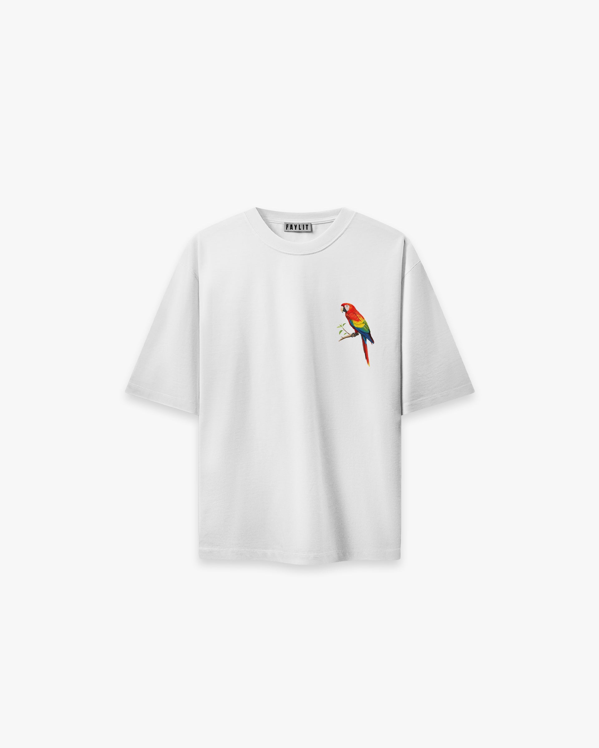 Beach Vibes Papağan baskılı premium oversize tişört
