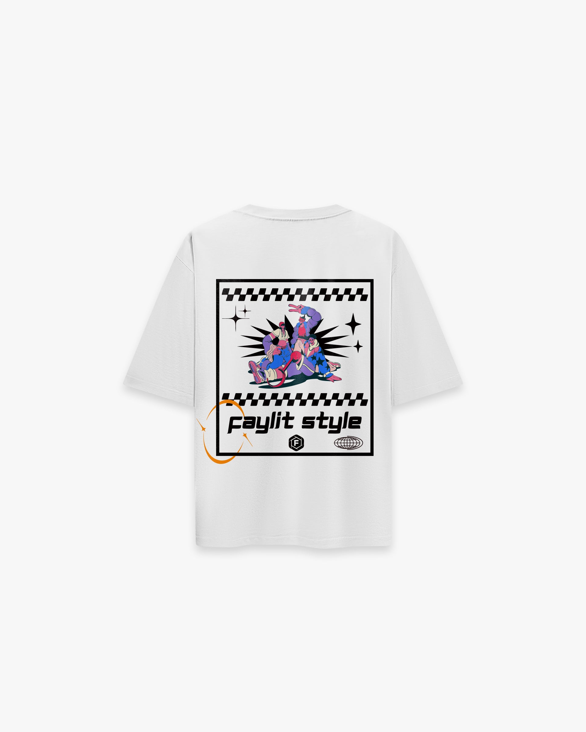 Faylit Style premium oversize arka renkli baskılı tişört