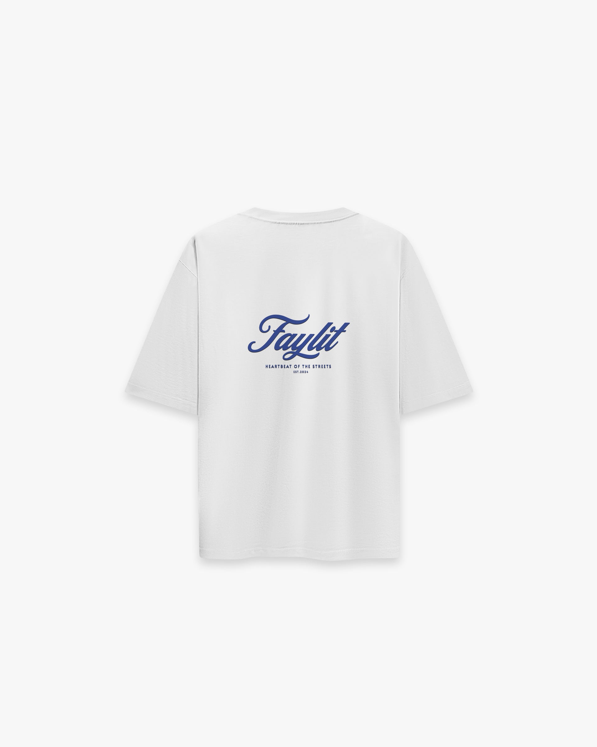 Faylit Trademark Flok arka Baskılı Beyaz Premium Oversize tişört