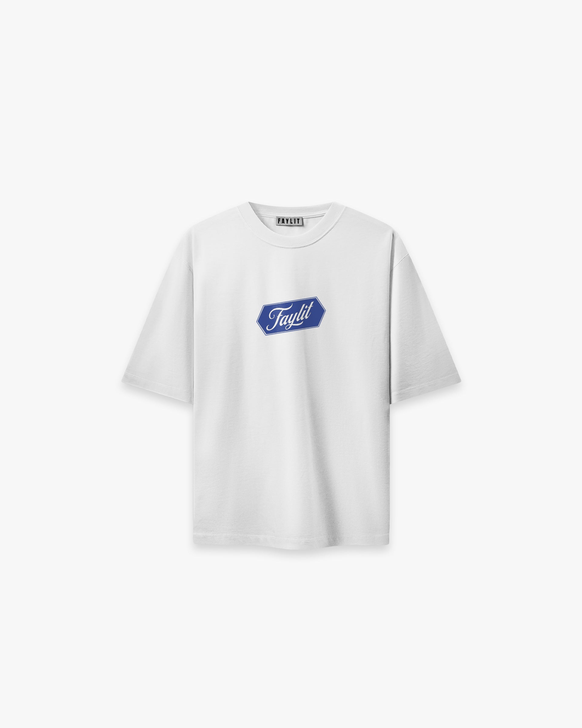 Faylit Trademark Flok ön Baskılı Beyaz Premium Oversize tişört