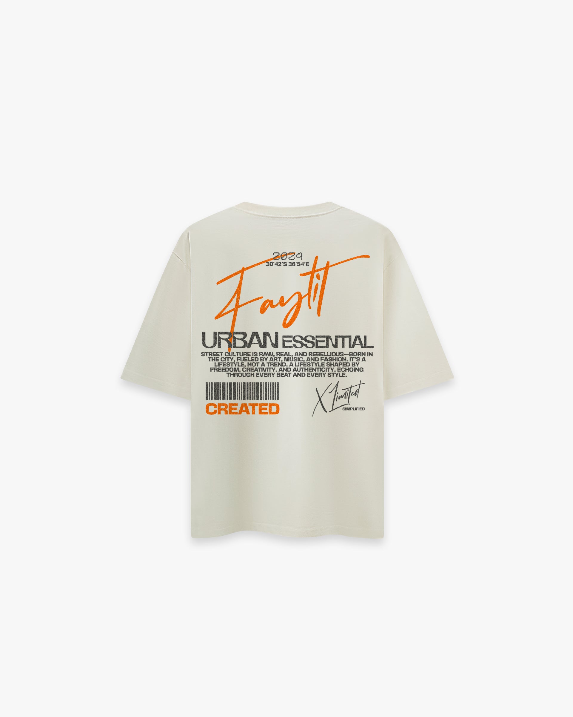 Urban Essential Limited Edition Off White Oversize Tişört - Faylit Sınırlı sayıda: Urban Essential Beyaz Oversize Tişört. Markanın DNA'sını yansıtan sırt grafiği ve lila flok logosu. Köklerini üzerinde taşı.