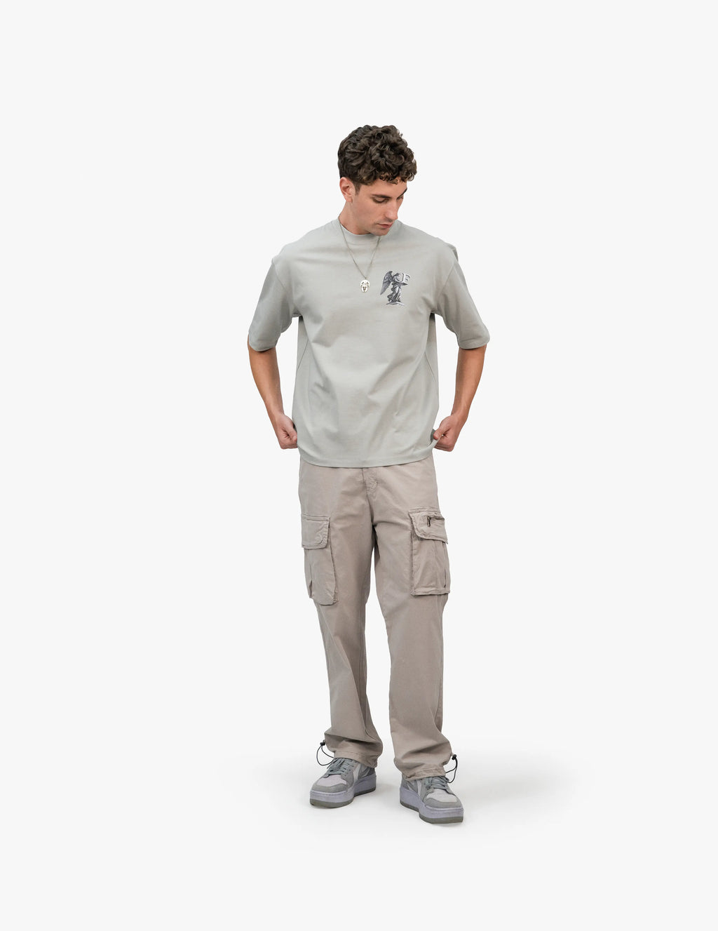Angel Gri Oversize Tişört