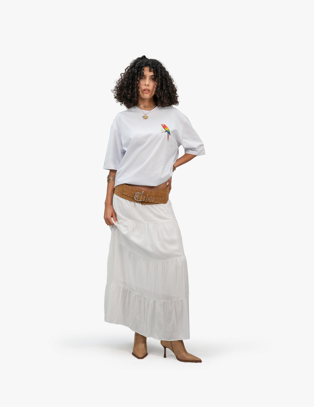 Beach Vibes Optik Beyaz Oversize Tişört