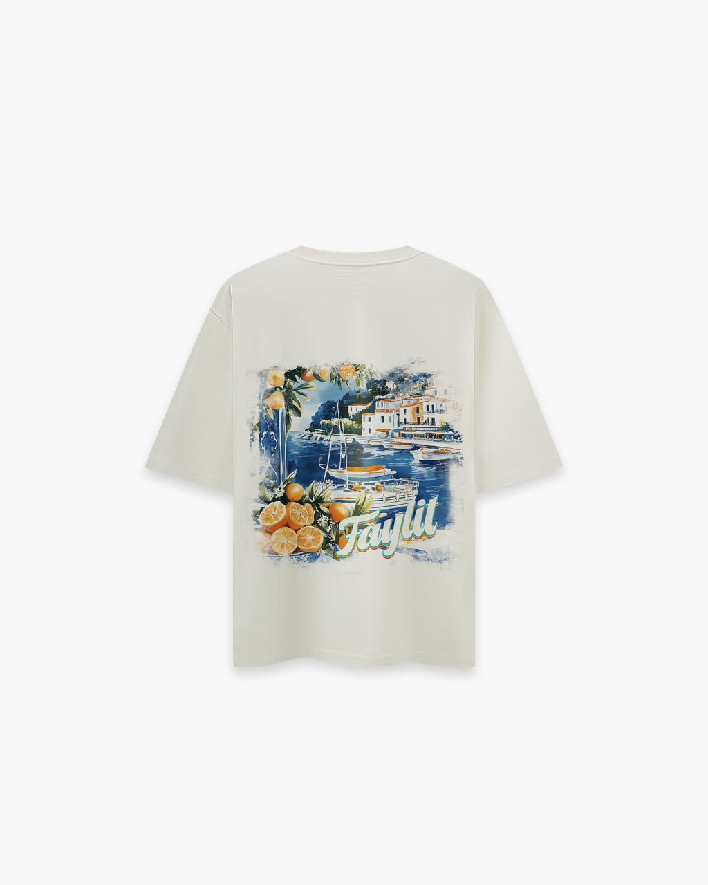 Coast Beach Vintage Off White Oversize Tişört - Faylit Faylit'in Akdeniz ruhunu yansıtan Coast Beach Oversize Tişörtü. Vintage esintili özel fauna tasarımıyla doğaya dokunun. Güneyin hikayesini üzerinizde hissedin.