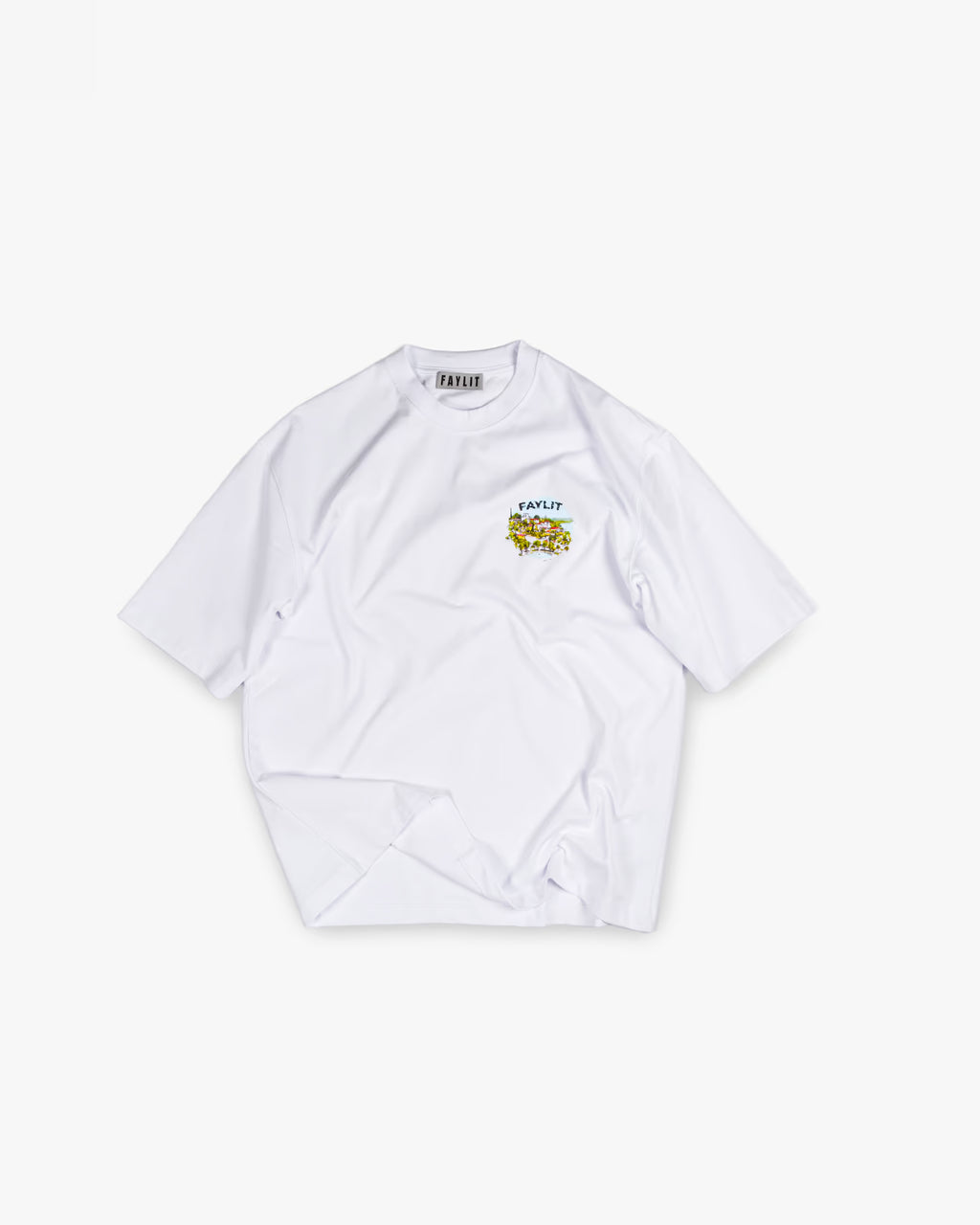 Akdeniz logolu beyaz tişört, vintage, oversize, unisex, günlük giyim, sokak modası, FAYLIT.
